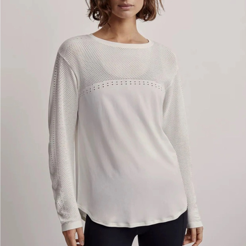 Varley Cream Fitted Long Sleeve top
